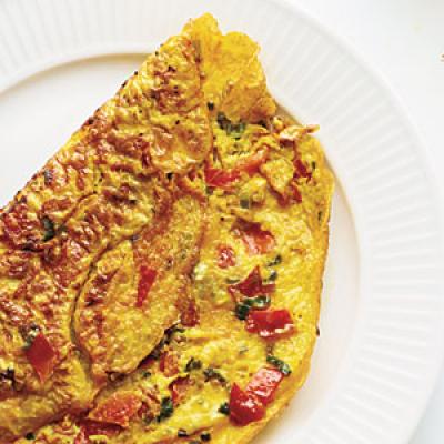 omelette with peppers and onions