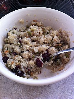 quinoa breakfast with nuts and cranberries