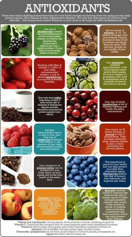 Antioxidants are nutrients (vitamins and minerals) as well as enzymes (proteins in your body that assist in chemical reactions). They are believed to play a role in preventing the development of chronic diseases.