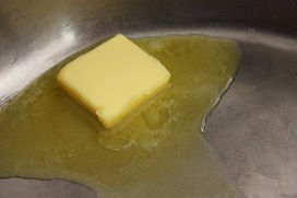 butter melting in the pan